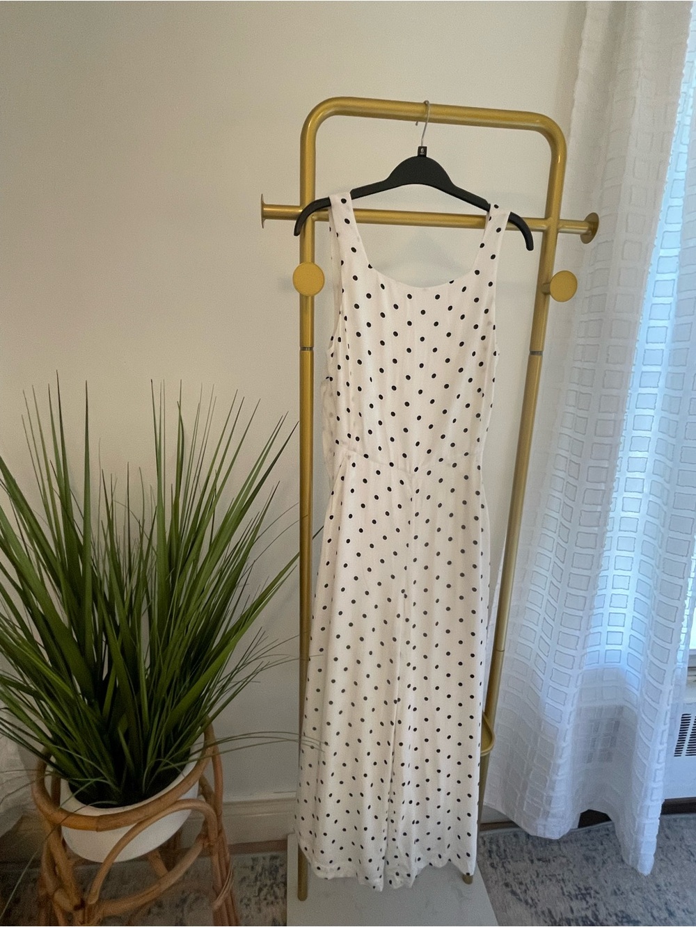 Wilfred White Maxi Dress with Black Polka Dots